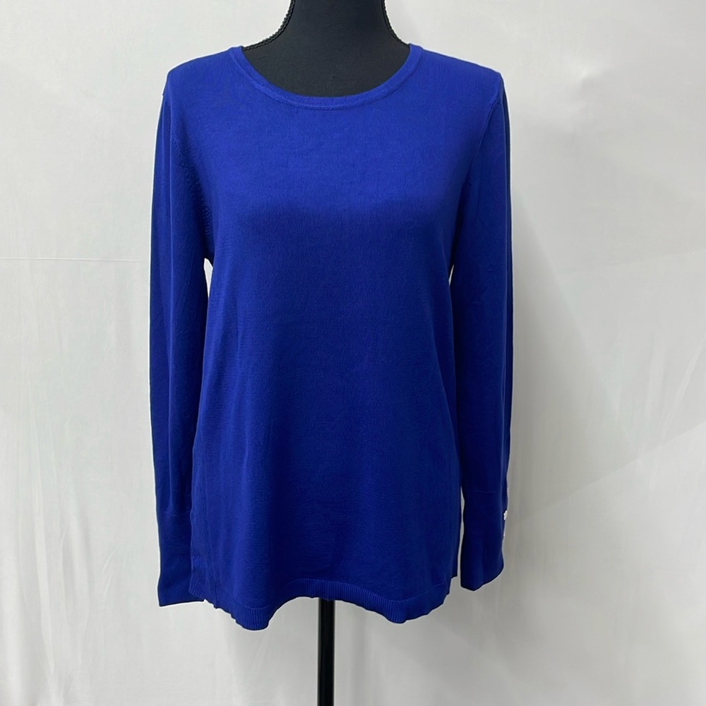 JM Collection crew neck long-sleeved lightweight sweater,plum, size Large, NWT